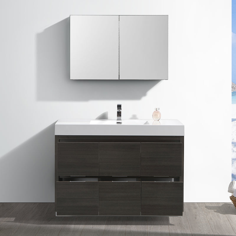 Fresca Valencia 48" Gray Oak Free Standing Modern Bathroom Vanity with Medicine Cabinet FVN8448GO