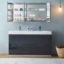 Fresca Valencia 60" Dark Slate Gray Free Standing Double Sink Modern Bathroom Vanity with Medicine Cabinet FVN8460GG-D