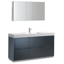 Fresca Valencia 60" Dark Slate Gray Free Standing Modern Bathroom Vanity w/ Medicine Cabinet FVN8460GG