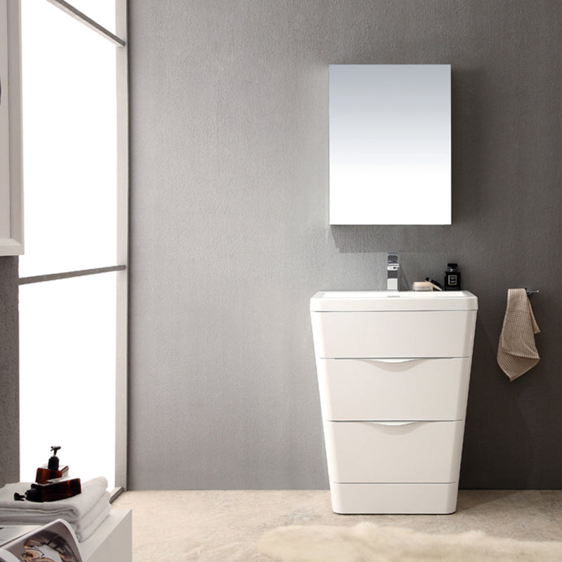 Fresca Milano 26" Glossy White Modern Bathroom Vanity with Medicine Cabinet FVN8525WH