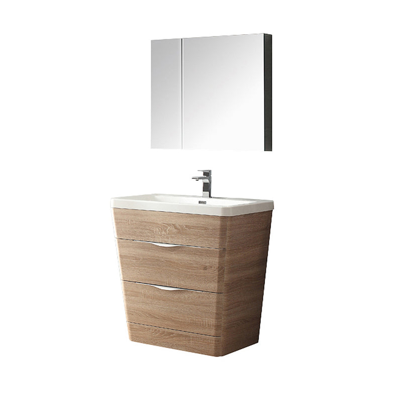 Fresca Milano 32" White Oak Modern Bathroom Vanity w/ Medicine Cabinet FVN8532WK