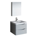 Fresca Tuscany 24" Glossy Gray Wall Hung Modern Bathroom Vanity w/ Medicine Cabinet FVN9024GRG