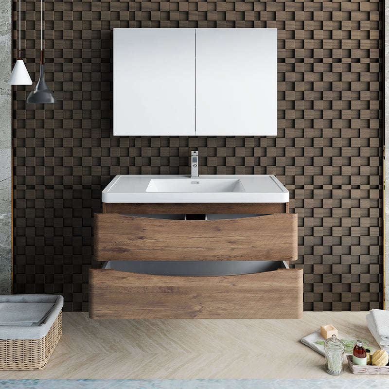 Fresca Tuscany 40" Rosewood Wall Hung Modern Bathroom Vanity with Medicine Cabinet FVN9040RW