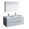 Fresca Tuscany 48" Glossy Gray Wall Hung Double Sink Modern Bathroom Vanity w/ Medicine Cabinet FVN9048GRG-D