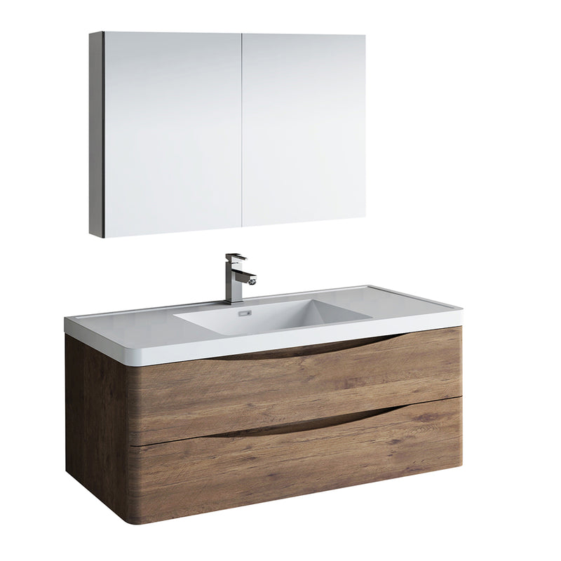 Fresca Tuscany 48" Rosewood Wall Hung Modern Bathroom Vanity w/ Medicine Cabinet FVN9048RW