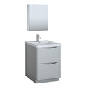 Fresca Tuscany 24" Glossy Gray Free Standing Modern Bathroom Vanity w/ Medicine Cabinet FVN9124GRG