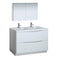 Fresca Tuscany 48" Glossy White Free Standing Double Sink Modern Bathroom Vanity w/ Medicine Cabinet FVN9148WH-D