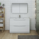 Fresca Tuscany 48" Glossy White Free Standing Modern Bathroom Vanity with Medicine Cabinet FVN9148WH