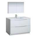 Fresca Tuscany 48" Glossy White Free Standing Modern Bathroom Vanity w/ Medicine Cabinet FVN9148WH