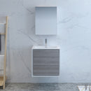 Fresca Catania 24" Glossy Ash Gray Wall Hung Modern Bathroom Vanity with Medicine Cabinet FVN9224HA