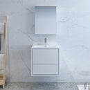 Fresca Catania 24" Glossy White Wall Hung Modern Bathroom Vanity with Medicine Cabinet FVN9224WH