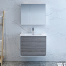 Fresca Catania 30" Glossy Ash Gray Wall Hung Modern Bathroom Vanity with Medicine Cabinet FVN9230HA