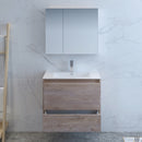 Fresca Catania 30" Rustic Natural Wood Wall Hung Modern Bathroom Vanity with Medicine Cabinet FVN9230RNW