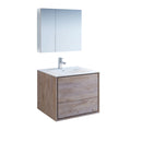 Fresca Catania 30" Rustic Natural Wood Wall Hung Modern Bathroom Vanity w/ Medicine Cabinet FVN9230RNW