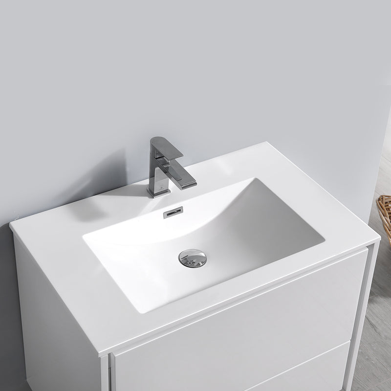 Fresca Catania 30" Glossy White Wall Hung Modern Bathroom Vanity with Medicine Cabinet FVN9230WH