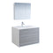 Fresca Catania 36" Glossy Ash Gray Wall Hung Modern Bathroom Vanity w/ Medicine Cabinet FVN9236HA