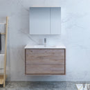 Fresca Catania 36" Rustic Natural Wood Wall Hung Modern Bathroom Vanity with Medicine Cabinet FVN9236RNW