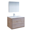 Fresca Catania 36" Rustic Natural Wood Wall Hung Modern Bathroom Vanity w/ Medicine Cabinet FVN9236RNW