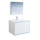 Fresca Catania 36" Glossy White Wall Hung Modern Bathroom Vanity w/ Medicine Cabinet FVN9236WH