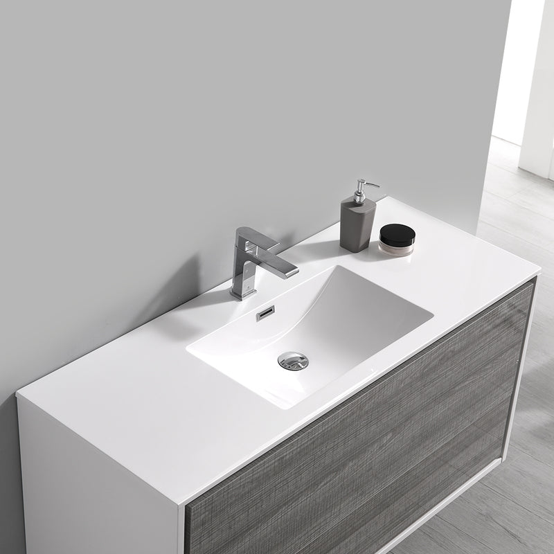 Fresca Catania 48" Glossy Ash Gray Wall Hung Modern Bathroom Vanity with Medicine Cabinet FVN9248HA