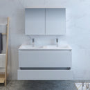 Fresca Catania 48" Glossy White Wall Hung Double Sink Modern Bathroom Vanity with Medicine Cabinet FVN9248WH-D