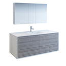 Fresca Catania 60" Glossy Ash Gray Wall Hung Single Sink Modern Bathroom Vanity w/ Medicine Cabinet FVN9260HA-S