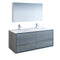 Fresca Catania 60" Ocean Gray Wall Hung Double Sink Modern Bathroom Vanity w/ Medicine Cabinet FVN9260OG-D