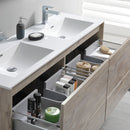 Fresca Catania 60" Rustic Natural Wood Wall Hung Double Sink Modern Bathroom Vanity with Medicine Cabinet FVN9260RNW-D