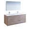 Fresca Catania 60" Rustic Natural Wood Wall Hung Double Sink Modern Bathroom Vanity w/ Medicine Cabinet FVN9260RNW-D