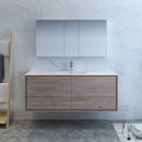 Fresca Catania 60" Rustic Natural Wood Wall Hung Single Sink Modern Bathroom Vanity with Medicine Cabinet FVN9260RNW-S