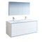 Fresca Catania 60" Glossy White Wall Hung Double Sink Modern Bathroom Vanity w/ Medicine Cabinet FVN9260WH-D