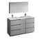 Fresca Lazzaro 60" Gray Free Standing Double Sink Modern Bathroom Vanity w/ Medicine Cabinet FVN93-241224GR-D