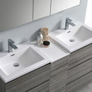 Fresca Lazzaro 60" Glossy Ash Gray Free Standing Double Sink Modern Bathroom Vanity with Medicine Cabinet FVN93-241224HA-D