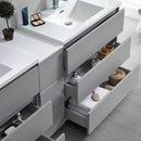 Fresca Lazzaro 72" Gray Free Standing Double Sink Modern Bathroom Vanity with Medicine Cabinet FVN93-301230GR-D