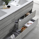 Fresca Lazzaro 72" Glossy Ash Gray Free Standing Double Sink Modern Bathroom Vanity with Medicine Cabinet FVN93-3636HA-D