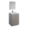 Fresca Lazzaro 24" Glossy Ash Gray Free Standing Modern Bathroom Vanity w/ Medicine Cabinet FVN9324HA