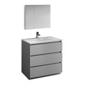 Fresca Lazzaro 36" Gray Free Standing Modern Bathroom Vanity w/ Medicine Cabinet FVN9336GR