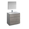 Fresca Lazzaro 36" Glossy Ash Gray Free Standing Modern Bathroom Vanity w/ Medicine Cabinet FVN9336HA