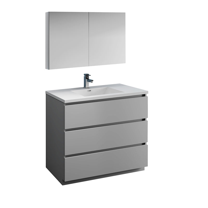 Fresca Lazzaro 42" Gray Free Standing Modern Bathroom Vanity w/ Medicine Cabinet FVN9342GR