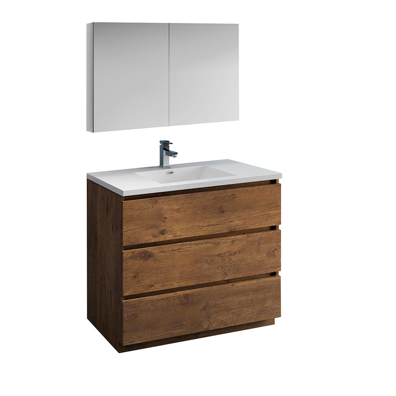 Fresca Lazzaro 42" Rosewood Free Standing Modern Bathroom Vanity w/ Medicine Cabinet FVN9342RW