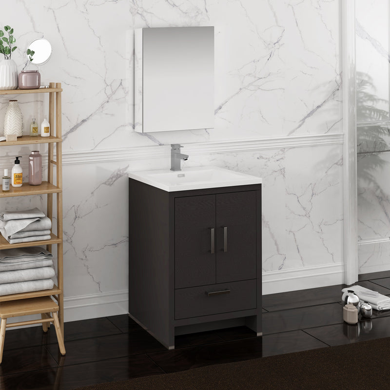 Fresca Imperia 24" Dark Gray Oak Free Standing Modern Bathroom Vanity w/ Medicine Cabinet FVN9424DGO