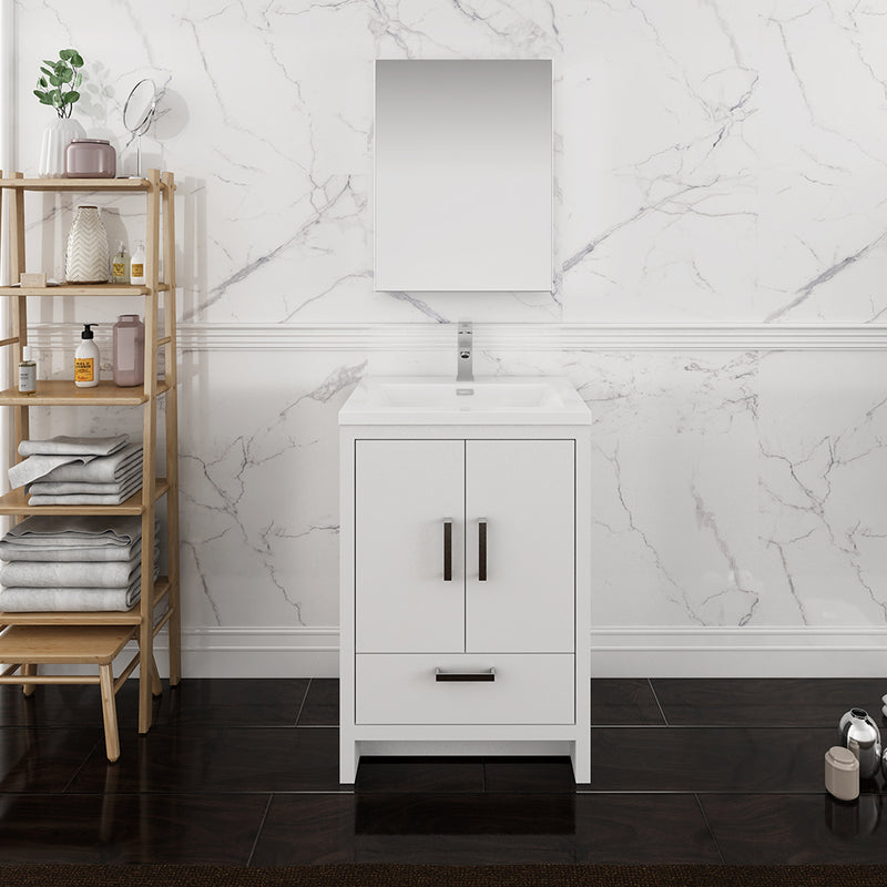 Fresca Imperia 24" Glossy White Free Standing Modern Bathroom Vanity with Medicine Cabinet FVN9424WH