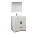 Fresca Imperia 30" Glossy White Free Standing Modern Bathroom Vanity w/ Medicine Cabinet FVN9430WH