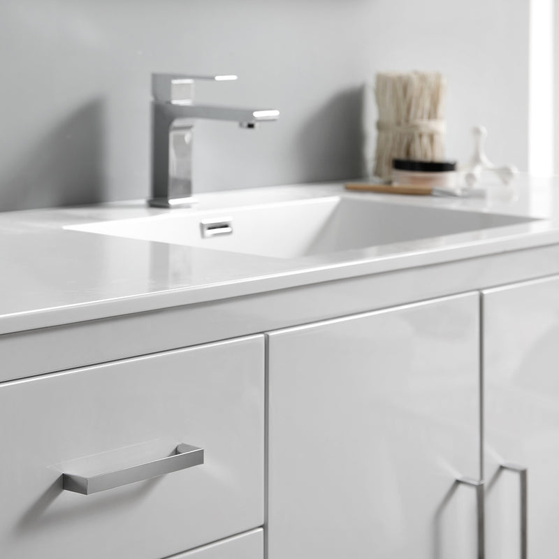 Fresca Imperia 60" Glossy White Free Standing Single Sink Modern Bathroom Vanity with Medicine Cabinet FVN9460WH-S