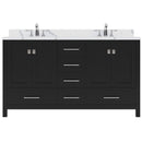 Modern Fittings Caroline Avenue 60" Double Bath Vanity with Calacatta Quartz Top and Round Sinks