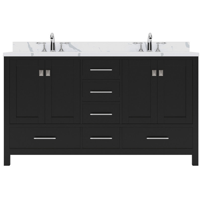 Modern Fittings Caroline Avenue 60" Double Bath Vanity with Calacatta Quartz Top and Round Sinks