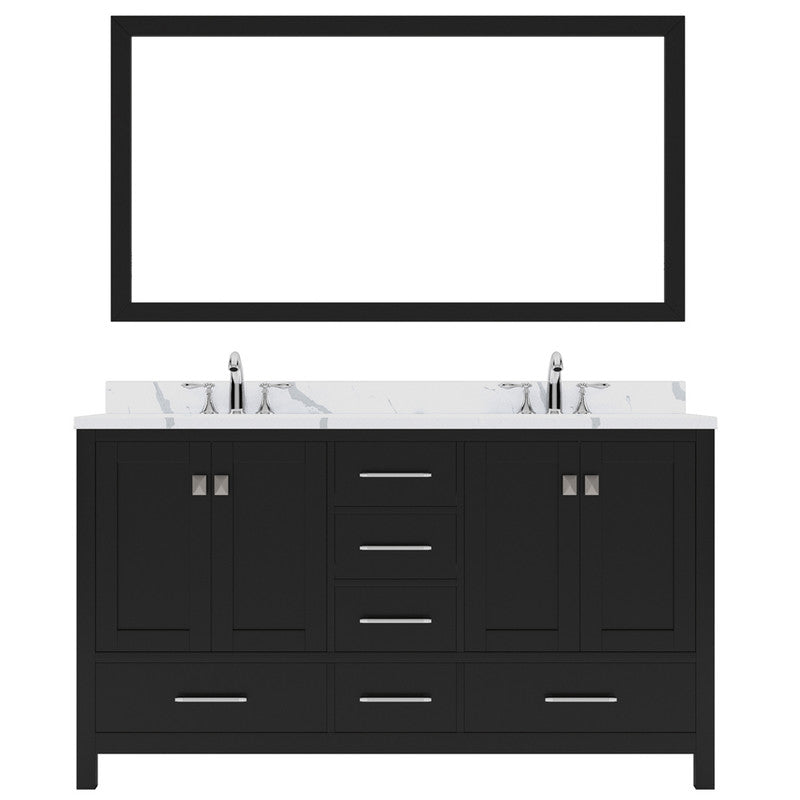 Modern Fittings Caroline Avenue 60" Double Bath Vanity with Calacatta Quartz Top and Round Sinks Faucets