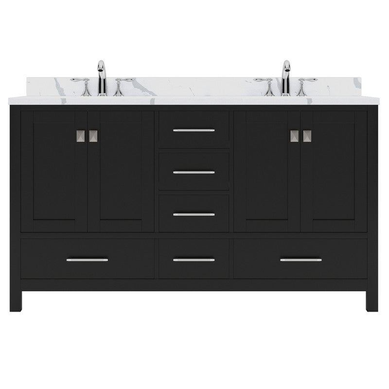 Modern Fittings Caroline Avenue 60" Double Bath Vanity with Calacatta Quartz Top and Square Sinks