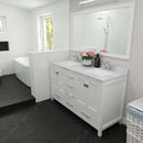 Modern Fittings Caroline Avenue 60" Double Bath Vanity with Calacatta Quartz Top and Square Sinks Faucets