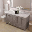 Modern Fittings Caroline Avenue 60" Double Bath Vanity with Cultured Marble Quartz Top and Round Sinks